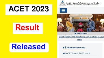 ACET 2023 Result Released | How to check Result Online Full Details 2023