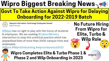 Govt to Take Action Against Wipro for Delaying Onboarding🔥 Future Hiring Cancelled for 2023-19 Batch