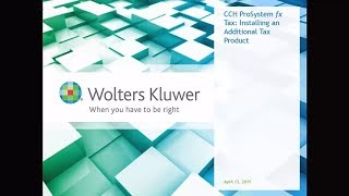 CCH ProSystem fx Tax - Installing an Additional Tax Product