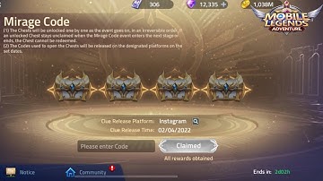 Final 4th Mirage Code 4 February 2022 (1000 Diamonds)