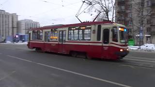 Трамвай Санкт-Петербурга 9-19: ЛМ-99К б.0427 по №57 (04.01.19)