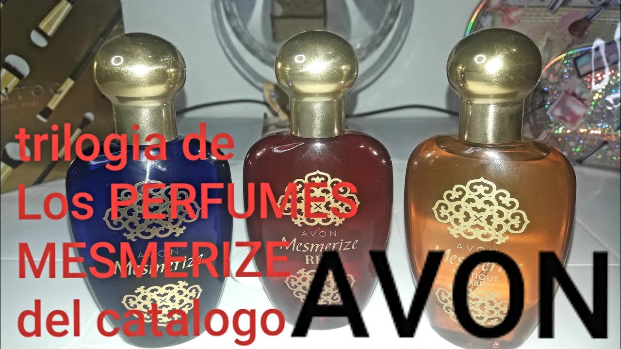 la trilogía de los perfumes mesmerize de catálogo Avon