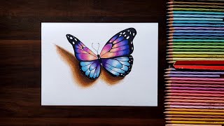 How To Draw a 3D BUTTERFLY🦋| Color Pencil Art