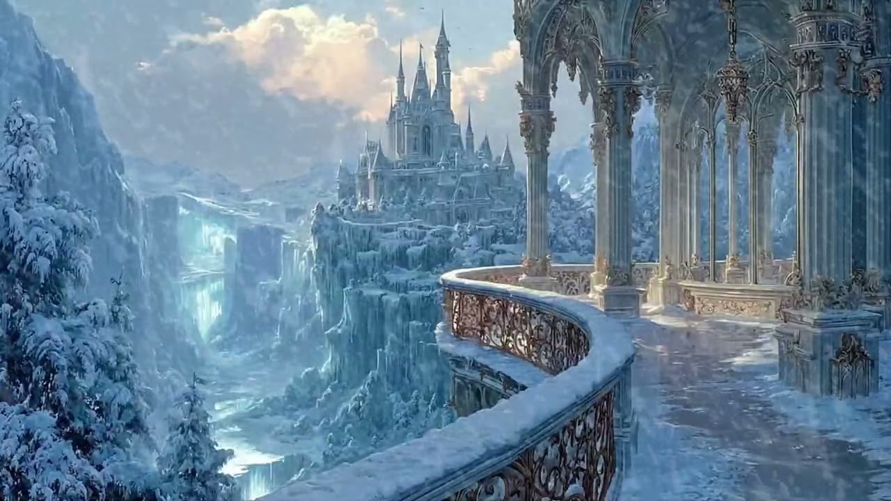 Epic Frozen Castle ❄️ Snowy Cliffs, Ice Valley View & Magical Winter Sleep Ambience