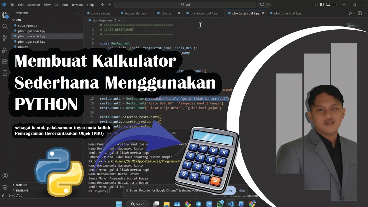 PBO I Membuat Kalkulator Sederhana Menggunakan Python - YouTube
