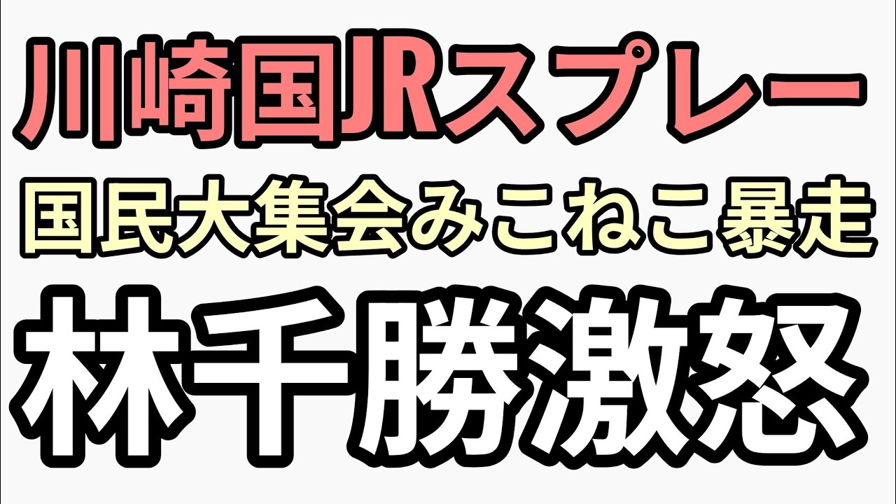 川崎国JR東海道線でスプレー騒動 国民大集会みこねこ暴走 林千勝激怒 面白すぎる