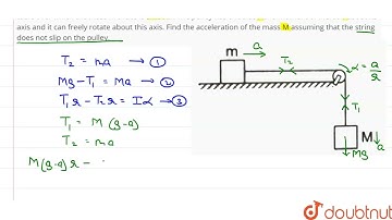 Figure shows two blocks of masses m and M connected by a string passing over a pulley. The horiz...
