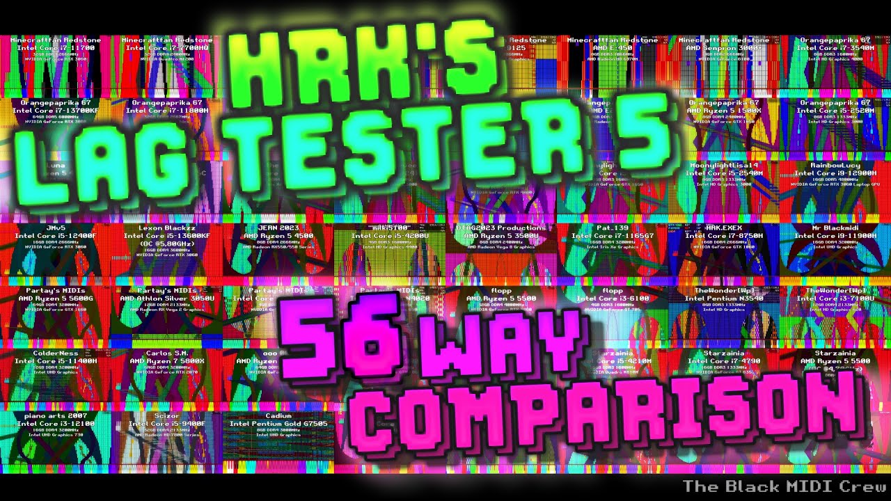 [Black MIDI] HRK's Lag Tester 5 - 12.076.023 Notes - 56 Way Comparison