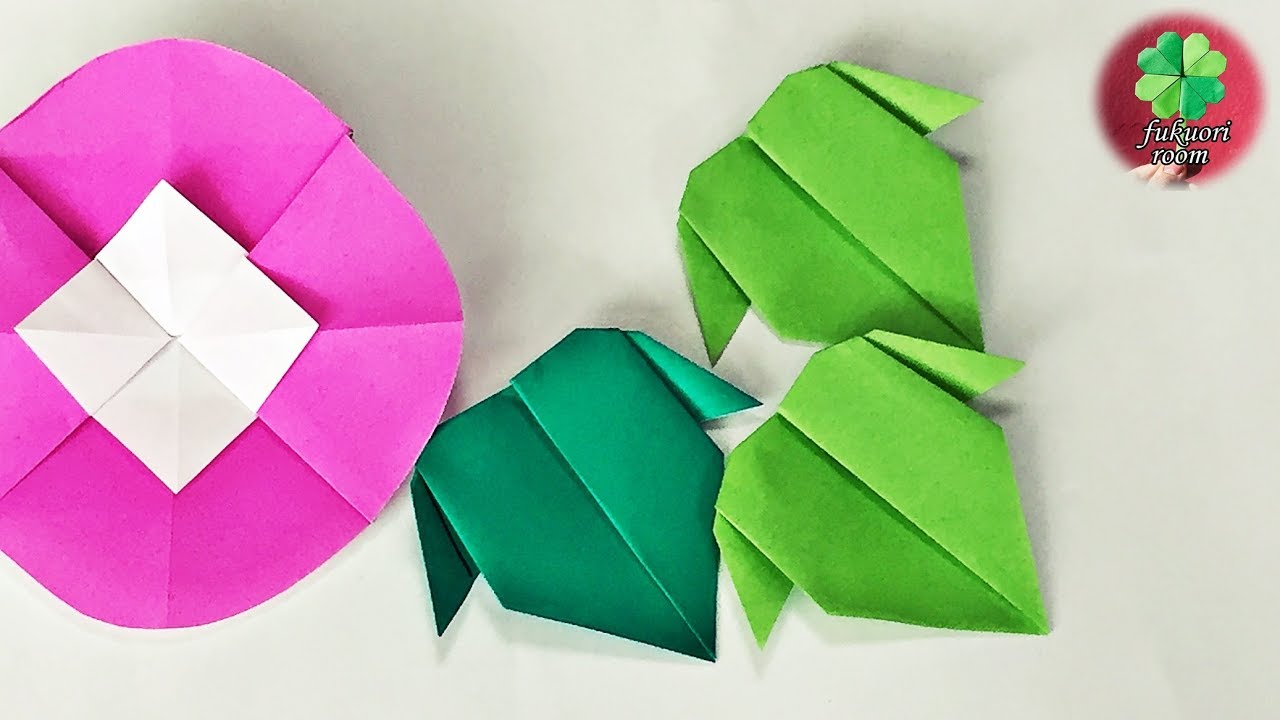 夏の折り紙 朝顔の 葉 の簡単な子供向けの折り方 Fukuoriroom Youtube