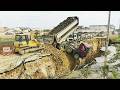 Incredible New Road Building Extremely Unexpected By Bulldozer KOMATSU D53P and 24Ton Truck Delivery