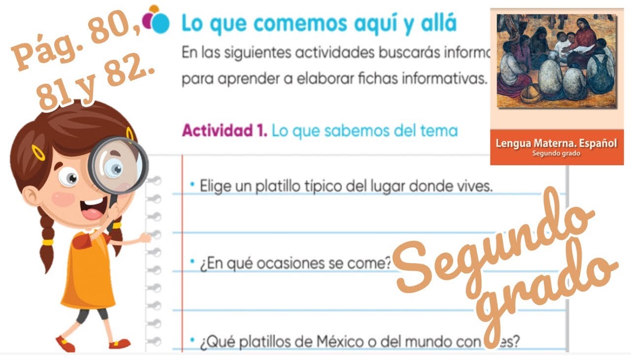 Lo que comemos aquí y allá Página 80, 81 y 82 libro de Español Segundo