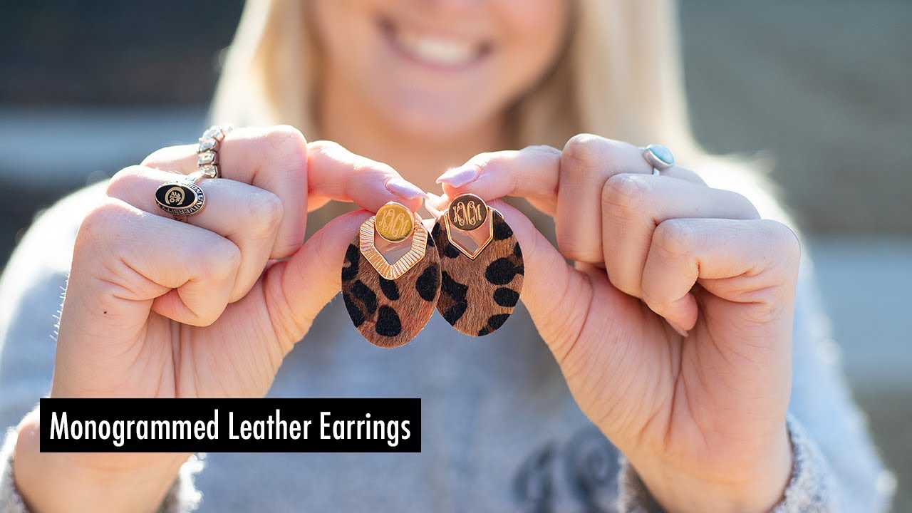Monogrammed Leather Earrings