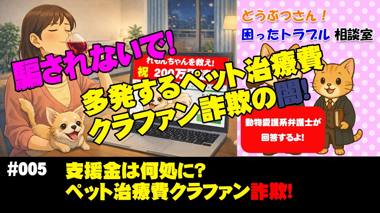 005 支援金は何処に?  ペット関連クラウドファンディング詐欺の闇!  #ペットのトラブル #ペット問題 #法律相談 #クラウドファンディング #詐欺