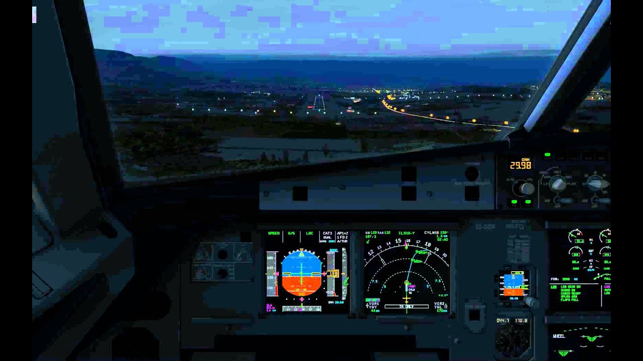 FSX - Night Auto land into Kelowna Runway 16 CYLW