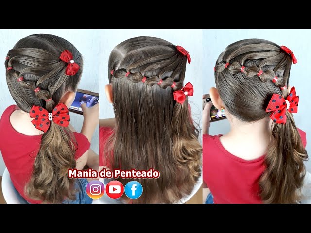 Penteado Infantil fácil com ligas, Easy hairstyle with rubber band for  girl, Coiffures simples, Penteado Infantil fácil com ligas. Easy  hairstyle with rubber band for girl. Coiffures simples.