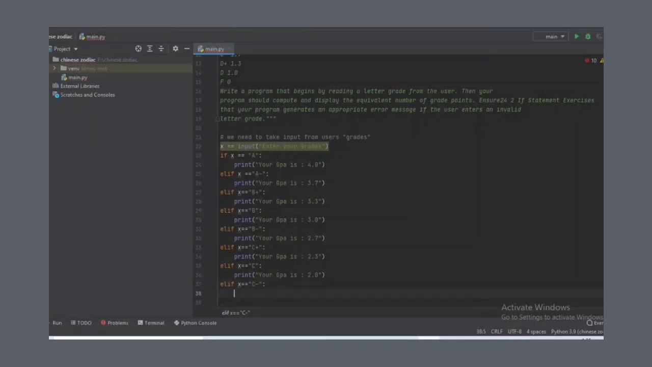 Letter Grade to Grade Points , Basic Python_Exercise - YouTube