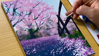 How to Paint Spring Scenery / Acrylic Painting for Beginners