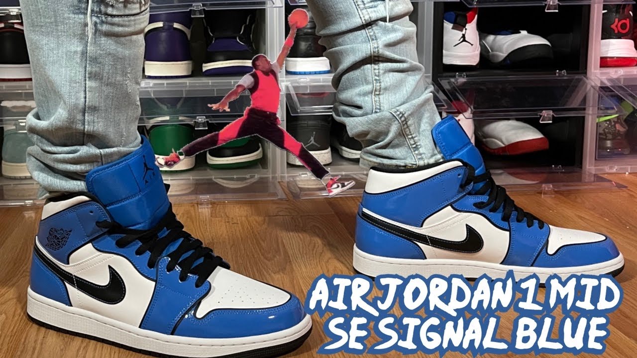 Early Look At Air Jordan 1 Mid Se Signal Blue Review And On Feet Youtube