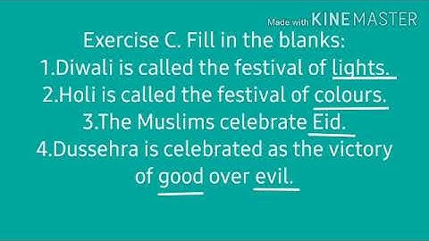 CLASS 2 C EVS CH 12 OUR FESTIVALS EXERCISES