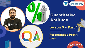 Quantitative Aptitude - L 3 (Part 1) | Percentage Profit Loss | Ronak Shah