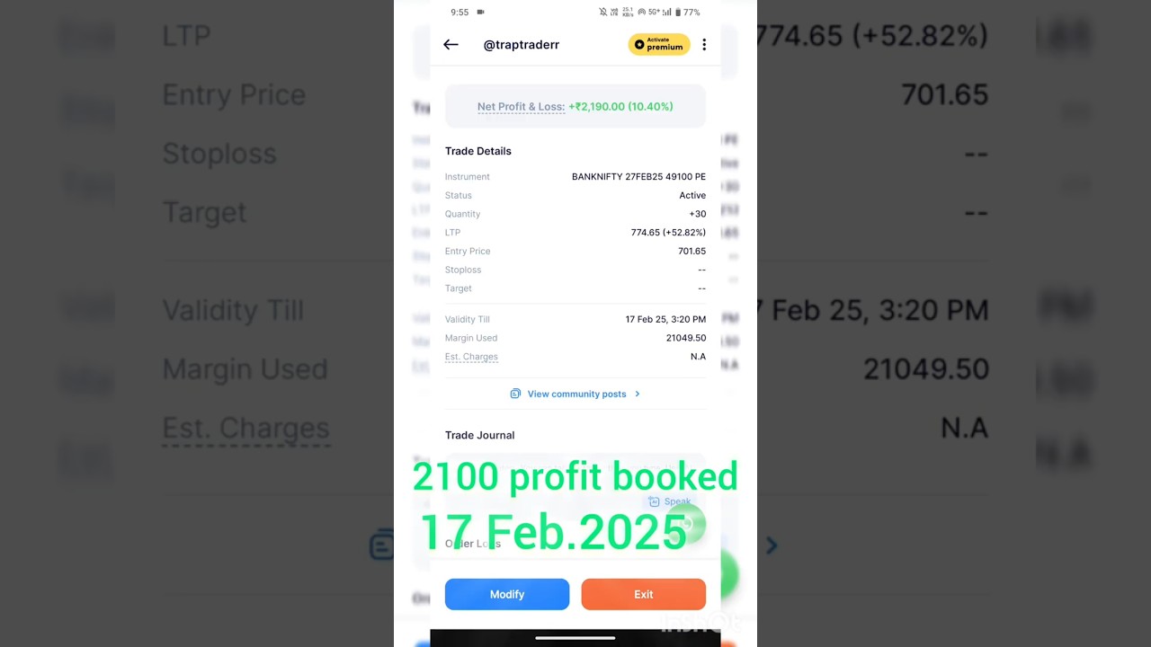 2100 profit booked📈#trading #stockmarket #optionstrading #livetrading ...