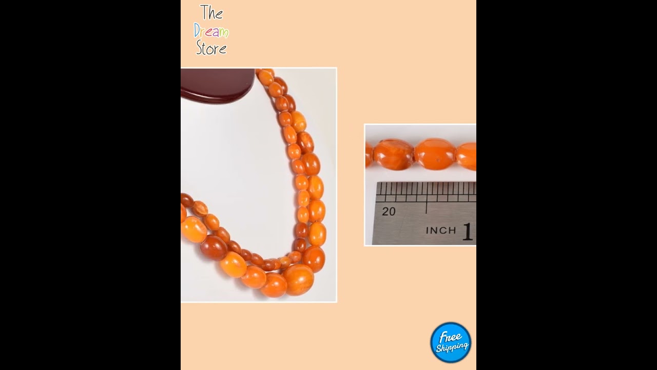 Exquisite Antique Baltic Amber Necklace in Butterscotch and Egg Yolk, 60.51g 44"