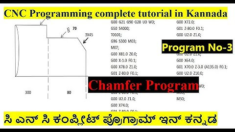 #9 CNC Programming complete tutorial in Kannada/Chamfer Program/How to Calculate Chamfer/ProgramNo-3