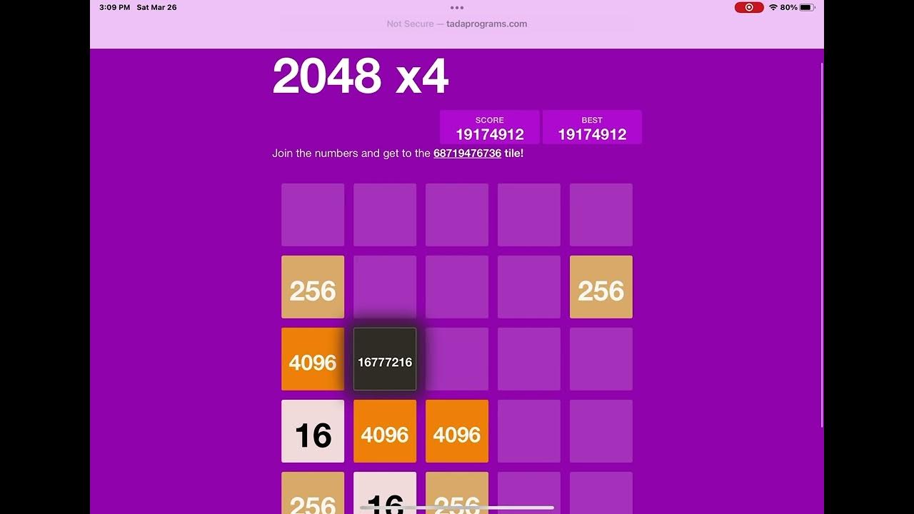 2048 tiles 2 to 1048576 youtube