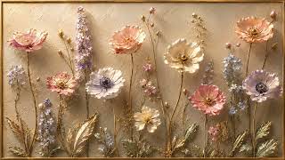 Luxury Golden Floral TV Art 4K 3D Simple | Wildflower OLED Wallpaper screenshot 5