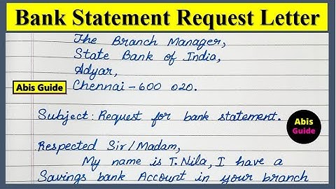 Bank statement request letter | Bank statement letter in English  | Bank letter writing in English