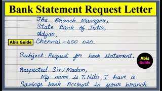 Bank statement request letter | Bank statement letter in English  | Bank letter writing in English