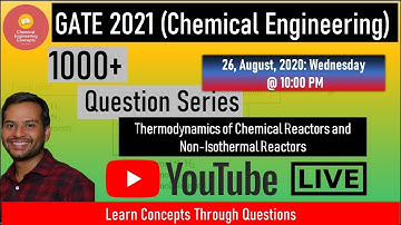 CRE: Thermodynamics of Chemical Reactors/ Non-Isothermal Reactors !!!!! GATE 2021!!