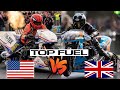 HISTORIC TOP FUEL NITRO MOTORCYCLE DRAG BIKE EVENT! MUST SEE USA VS ENGLAND DRAG RACING BATTLE!