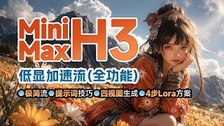 ▶MiniMaxH3全功能低显加速流+四视图生成+提示词技巧+精简流
