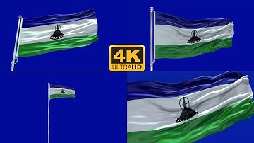 Lesotho flag green screen 4k