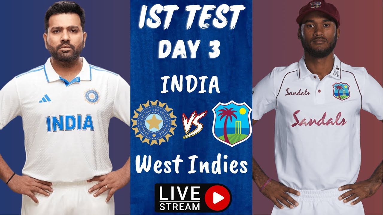 Live West Indies vs India, 1st Test Day 3 Windsor Park, Dominica #live #livestream #cricket22