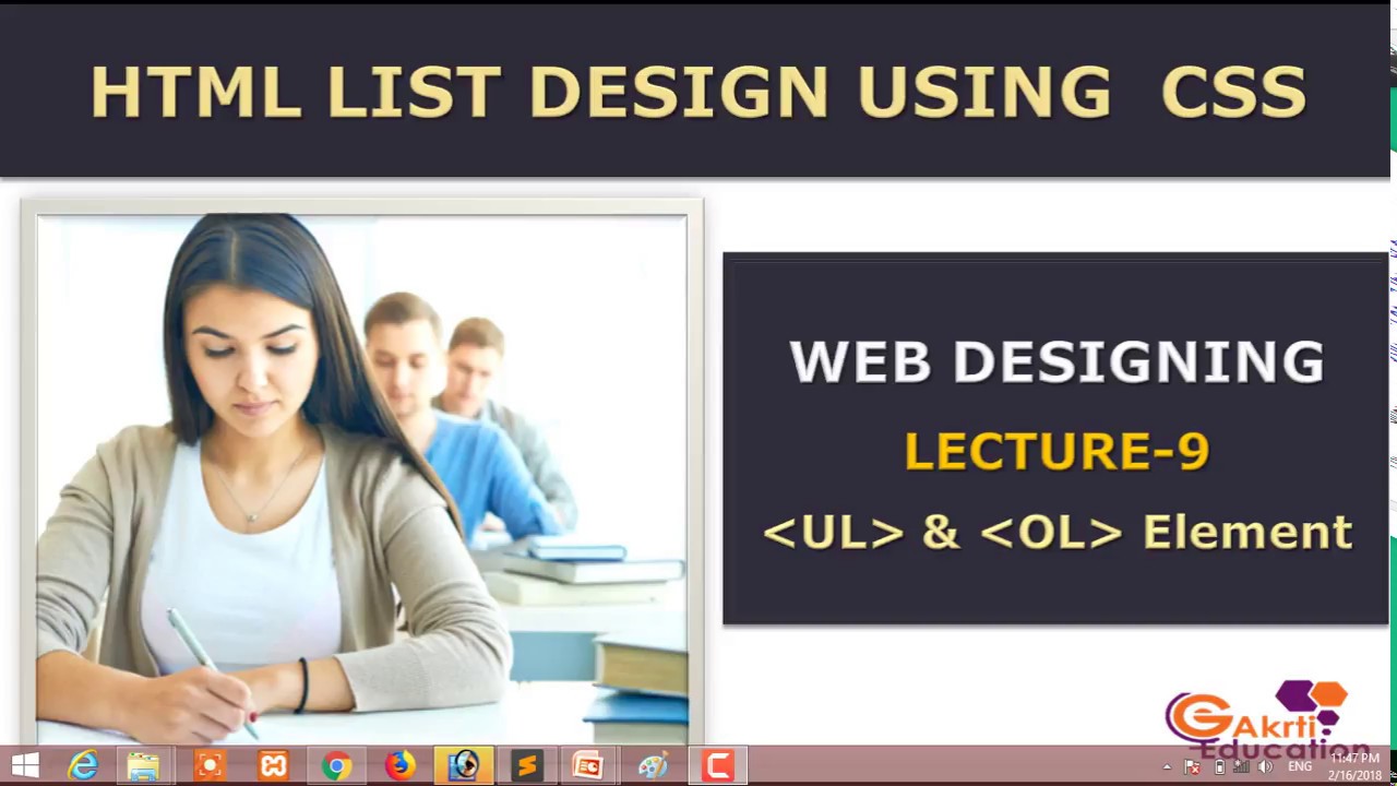 Lecture 9 HTML List Design Using CSS - YouTube