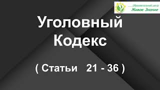 Уголовный Кодекс России. Смысловой разбор статей с 21по 36. УК РФ