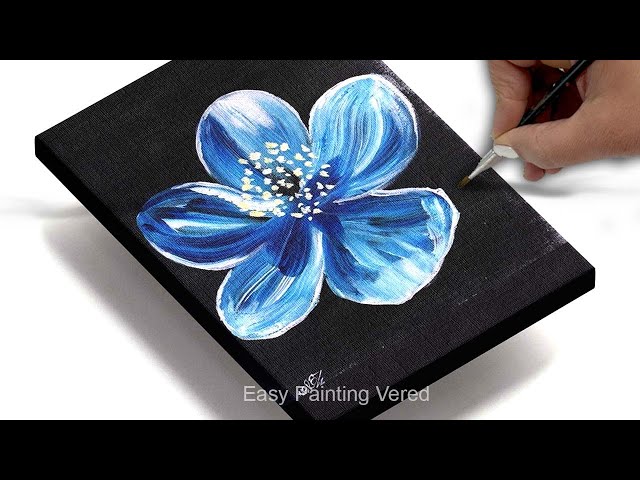 How to Paint a BLUE FLOWER | Easy acrylic painting for beginners