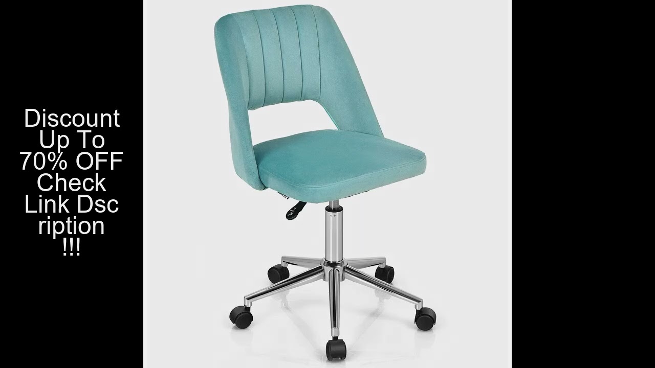 Costway Velvet Accent Office Chair Adjustable Swivel Vanity Task Chair Green/Grey