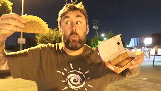 Eating Jack In The Box Tacos &amp; Egg Rolls With Ranch- Late Night In Buena Park California Parking Lot