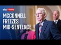 Senate republican mitch mcconnell freezes during news conference