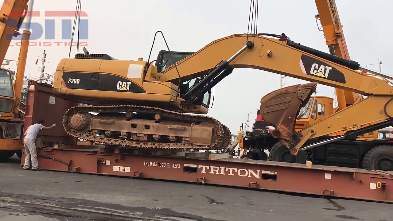 Lifting Caterpillar Excavator CAT329 by 2 Crane YouTube