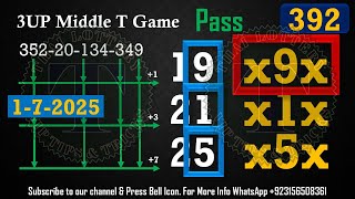 Thailand Lottery 3Up Middle T First Game Update Thai Lottery Result Today 1-7-2025
