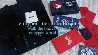 enhypen walk the line : final tour merch and enhypen world unboxing ☁️💙🐚
