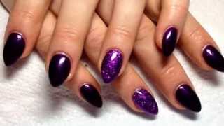 nails acrylic purple glitter
