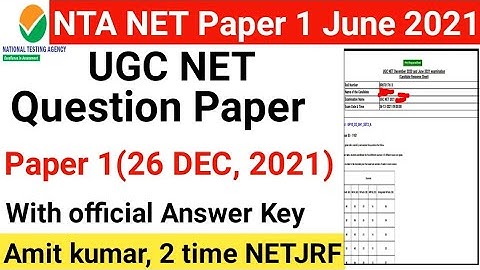 NTA NET Paper 1 ( 26 DEC, 2021 ) I Previous year Question Paper solved with Official Answer Key
