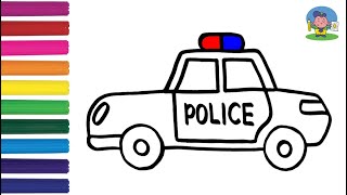 Как нарисовать ПОЛИЦЕЙСКУЮ МАШИНУ / Мультик Раскраска ПОЛИЦЕЙСКАЯ МАШИНА / How to draw a Police Car