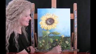 Sunflower Field | Paint and Sip at Home | Acrylic Painting Tutorial Step by Step