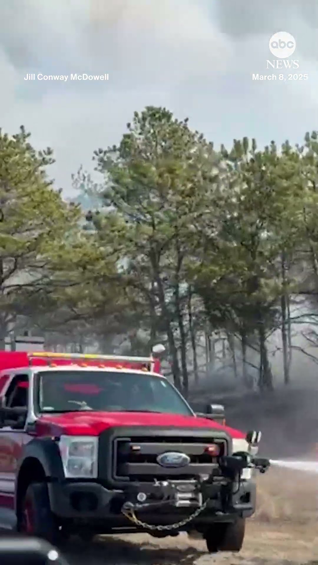 Firefighters battle wind-driven brush fire on Lond Island